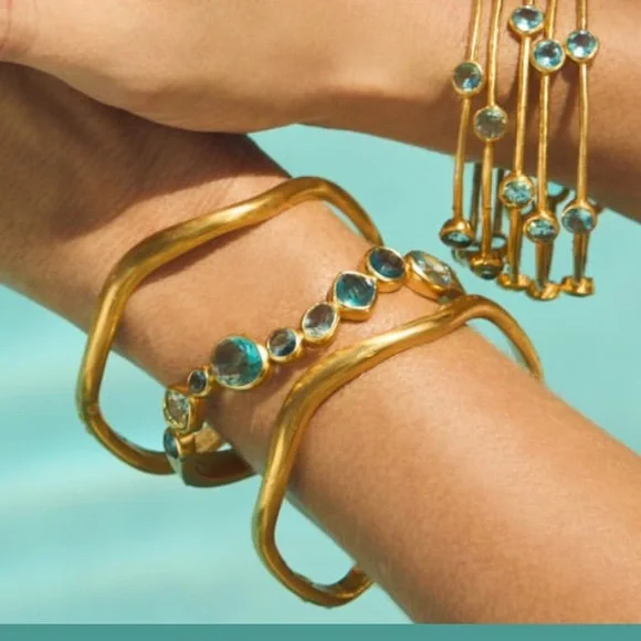 $275 Julie Vos Kaleidoscope Hinge Bangle Bahamian Blue - Picture 3 of 12